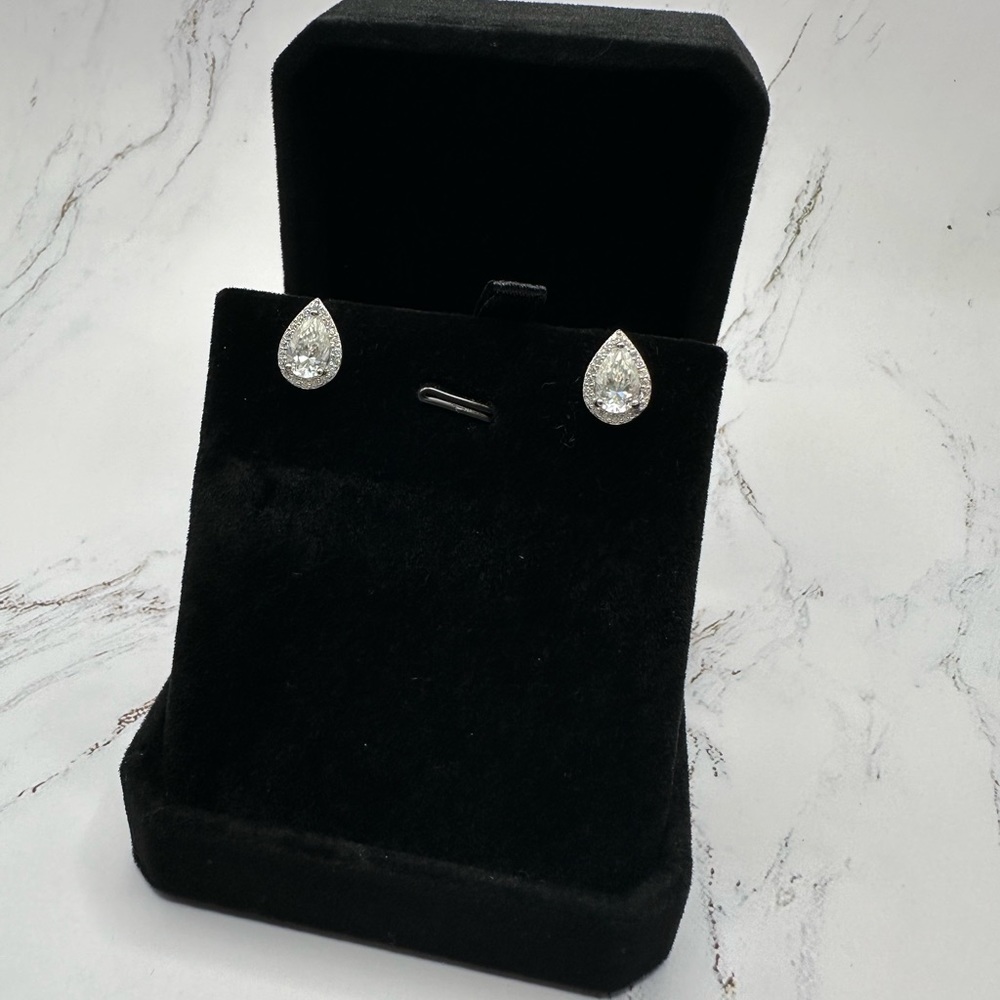 2.0 ctw Halo Pear Moissanite Earrings